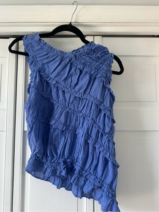 Free People Tops - Free People NWT Blue Ruffle Sleeveless Top